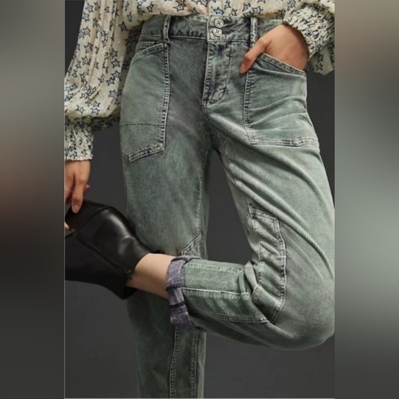 Anthropologie Pilcro The Wanderer Corduroy Barrel Pants Size 27 Light Gray Boho - Picture 11 of 16